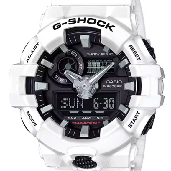 Casio G-Shock GA-700 Analog-Digital Illuminator Display in White and Black
